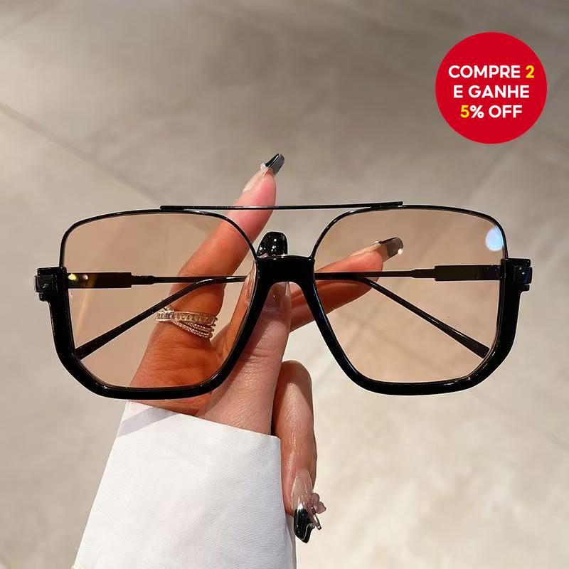 Moda Coreana Ponte Dupla Armação Grande Retrô Resistente A UV Óculos De Sol De Meia