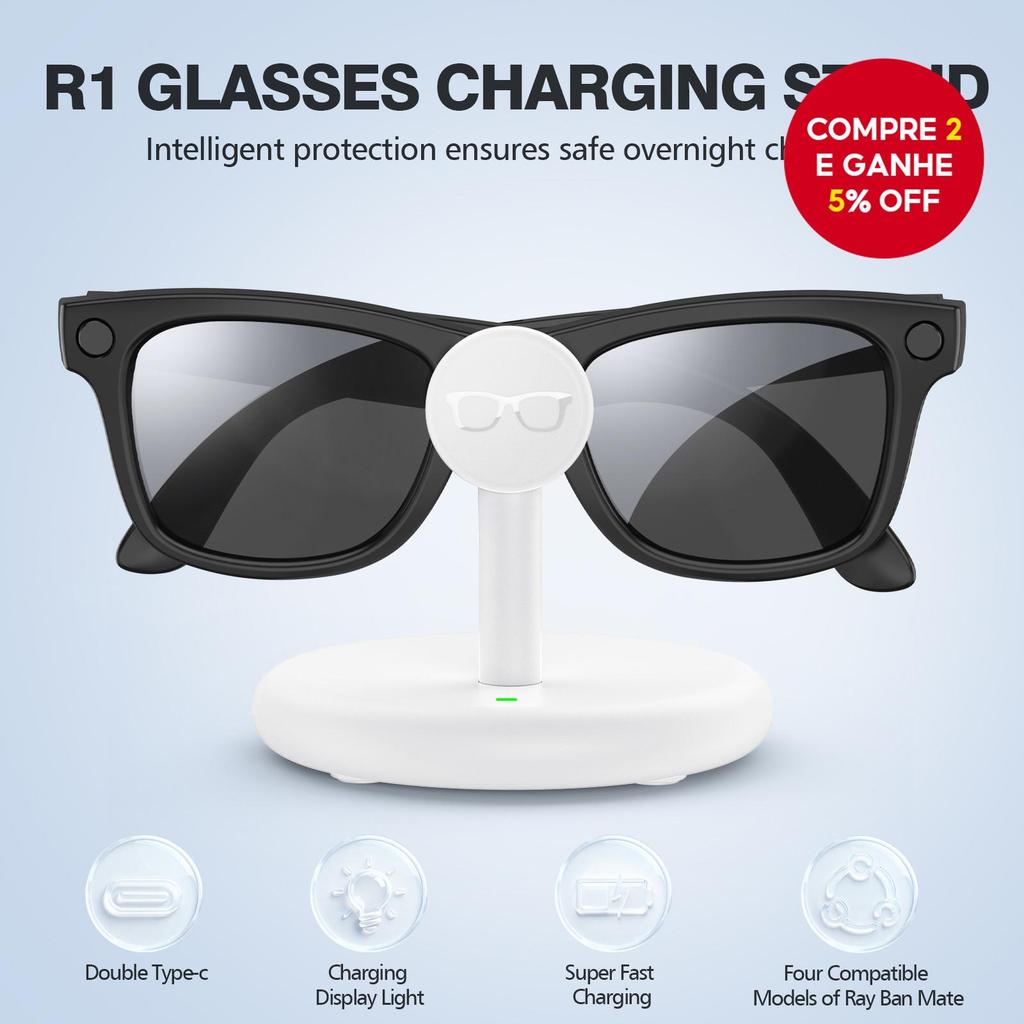 Para Base De Carregamento De Óculos Inteligentes Ray Ban Meta , Portátil , Adequada Viajantes , Skyler Com Cabo USB-C , 