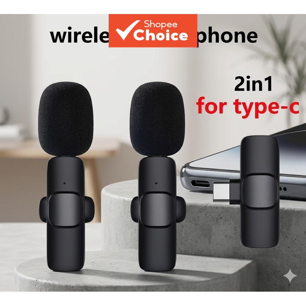 Microfone de Lapela Sem Fio K9 Mini com Cancelamento de Ruído para Smartphones e Sistema de Áudio