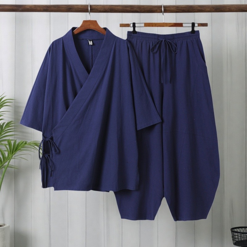 Terno de linho de algodão masculino Layman roupas primavera outono verão roupas taoístas estilo taoísta masculino Hanfu