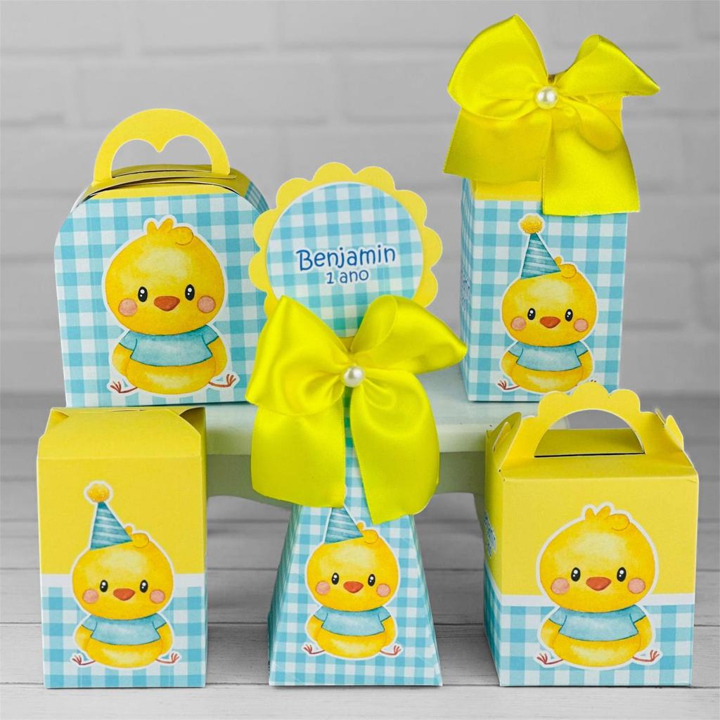 Kit Festa PINTINHO AMARELINHO | Pegue e Monte Personalizado Lembrancinhas Caixas Aniversário Caixinha Aniversário