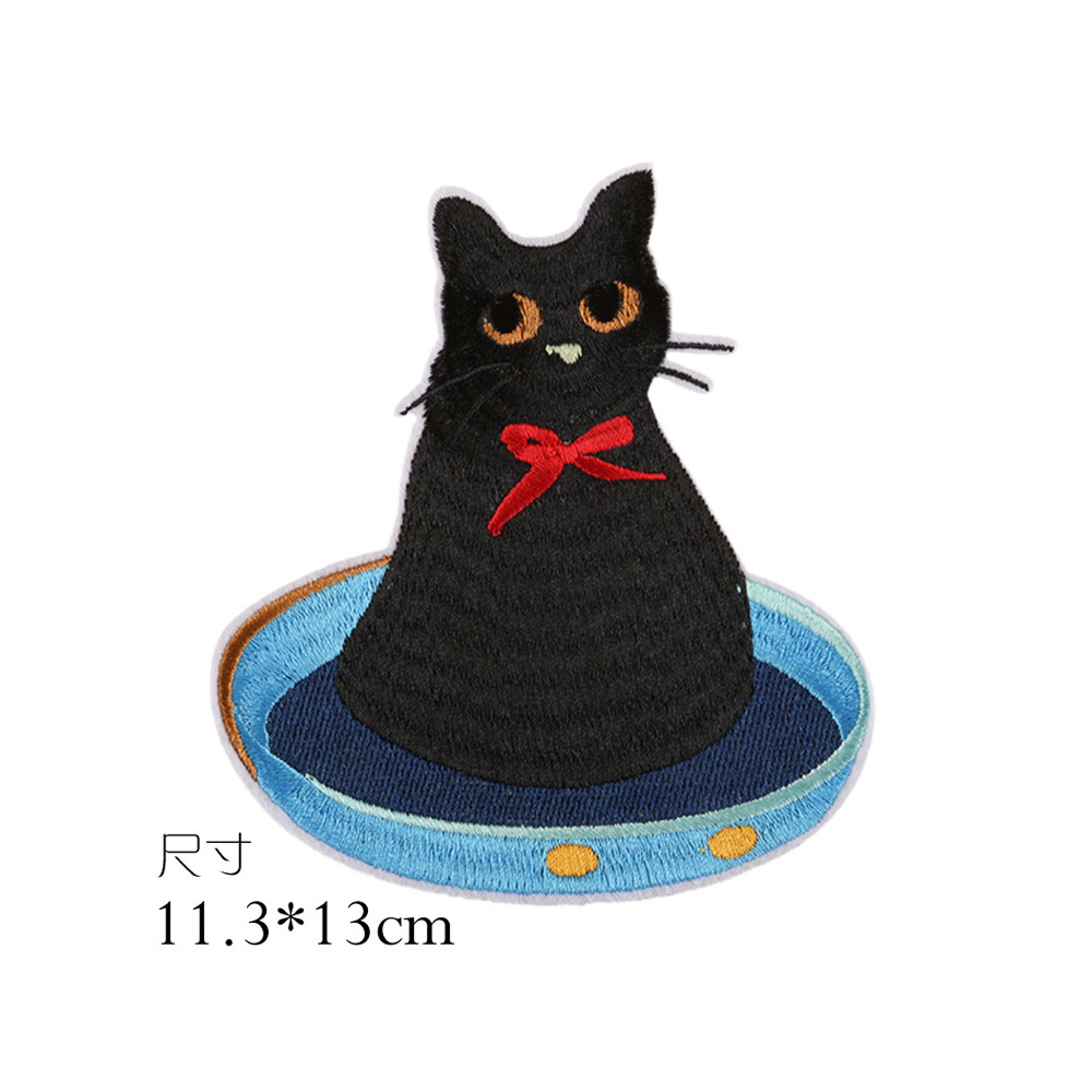 Estilo étnico tamanho grande moda gato pano adesivo bordado emblema DIY adesivo decorativo buraco reparação remendo ades