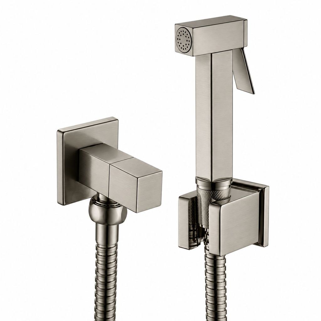Ducha Higiênica Luxo Metal Cromado Escovado Quadrada para Banheiro Chuveirinho