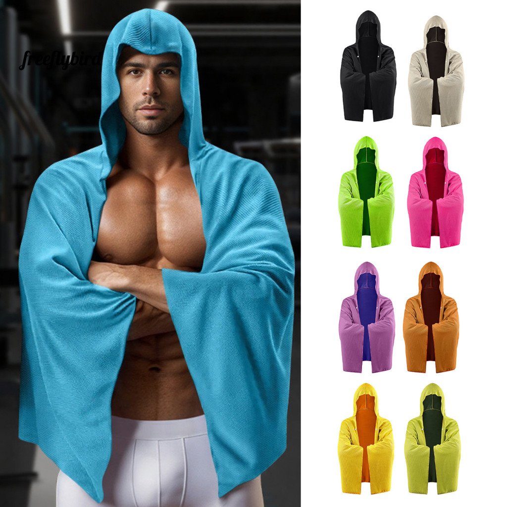 Quick Dry Cooling Towel Cape Cloak with Hood – Instant Beach for Men Women Perfect for Summer Yoga Camping Outdoor Spo