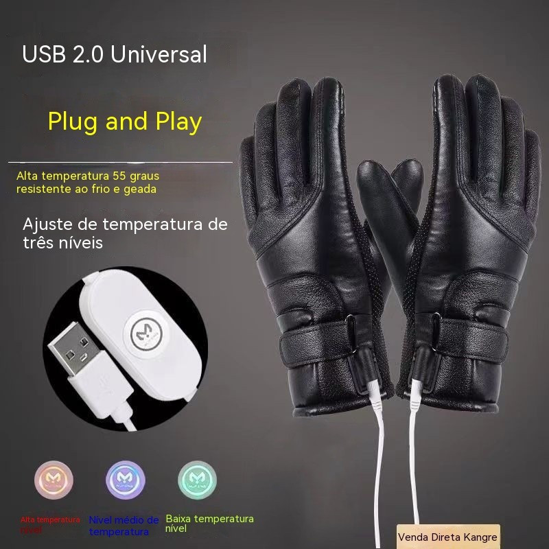 Banco de energia USB para veículos elétricos, luvas aquecidas elétricas para homens, luvas aquecidas para motocicletas e