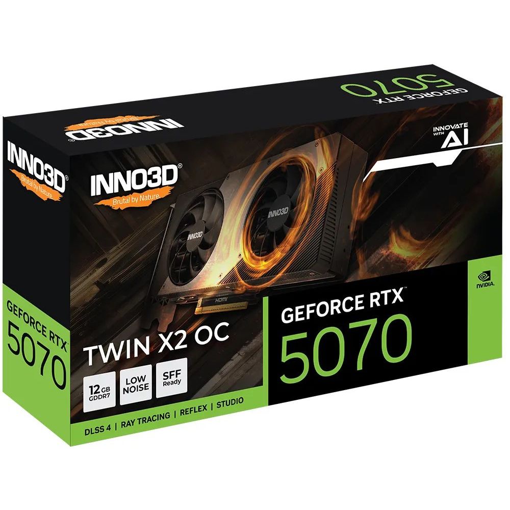 Placa de Video GeForce NVIDIA INNO3D RTX5070 12GB Twin X2 OC GDDR7 N50702-12D7X-195064N
