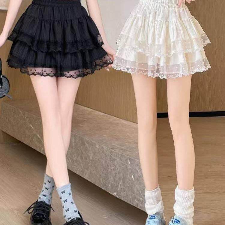 Saia de bolo meio comprimento saia feminina 2026 novo estilo primavera outono estilo cintura alta pequeno desejo puro re