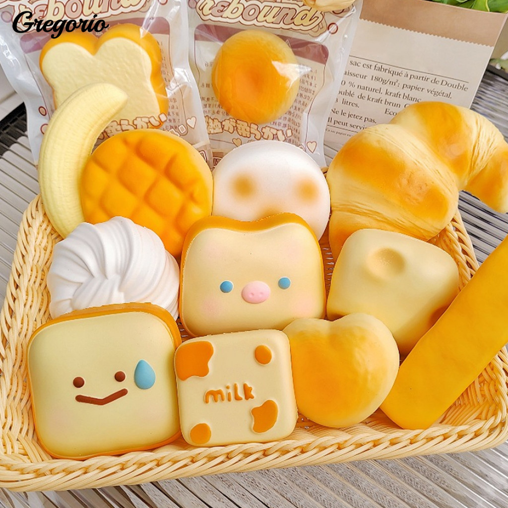 Stress Relief Toy Work Gadget Slow Rebound Sticky Bread Squeeze Ball Soft Pu Foam Fidget for Kids Adults Concentration A