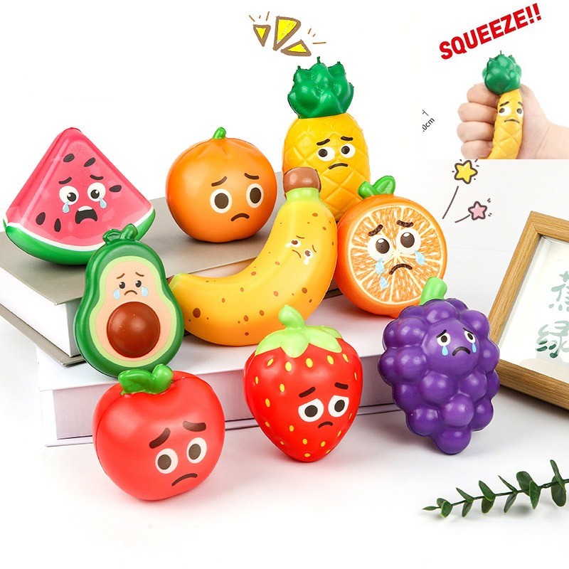 Chorando Frutas Brinquedo Mole Recuperação Lenta Espremer Alívio Do Estresse Bonito Triste Fruta Para Crianças Presente