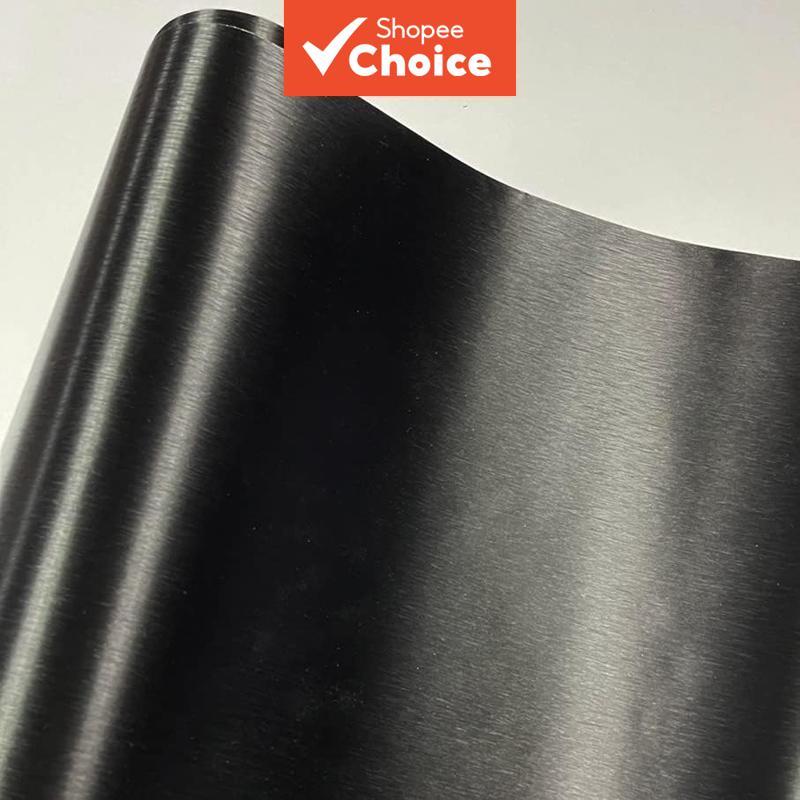 Vinil Adesivo de Aço Escovado Preto Premium em Rolo com Liberação de Ar para Envelopamento Automotivo