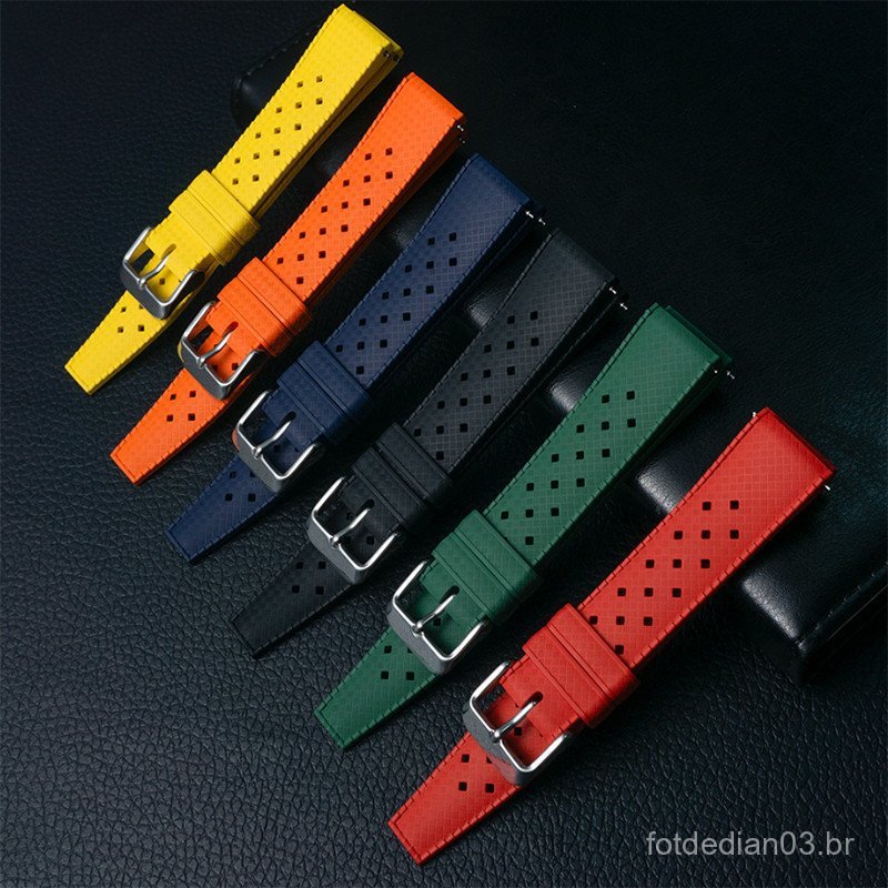 Pulseira De Relógio Estilo TROPICAL Clássico FKM , De 18mm 20mm 22mm Para Seiko Oris Cidadão Reposição