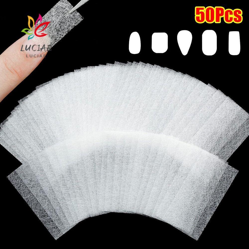 LUCIAE 50 Unidades De Extensão De Unha De Fibra De Vidro De Seda , Envoltório De Forma Acrílica Não Tecida , Papel 8x4cm