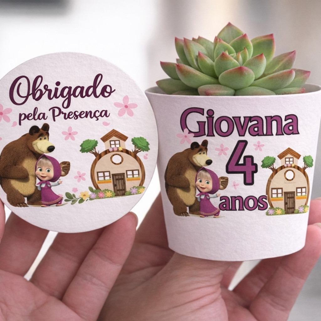 Kit Lembrancinha Masha e o Urso – 50 Rótulos + 50Tags