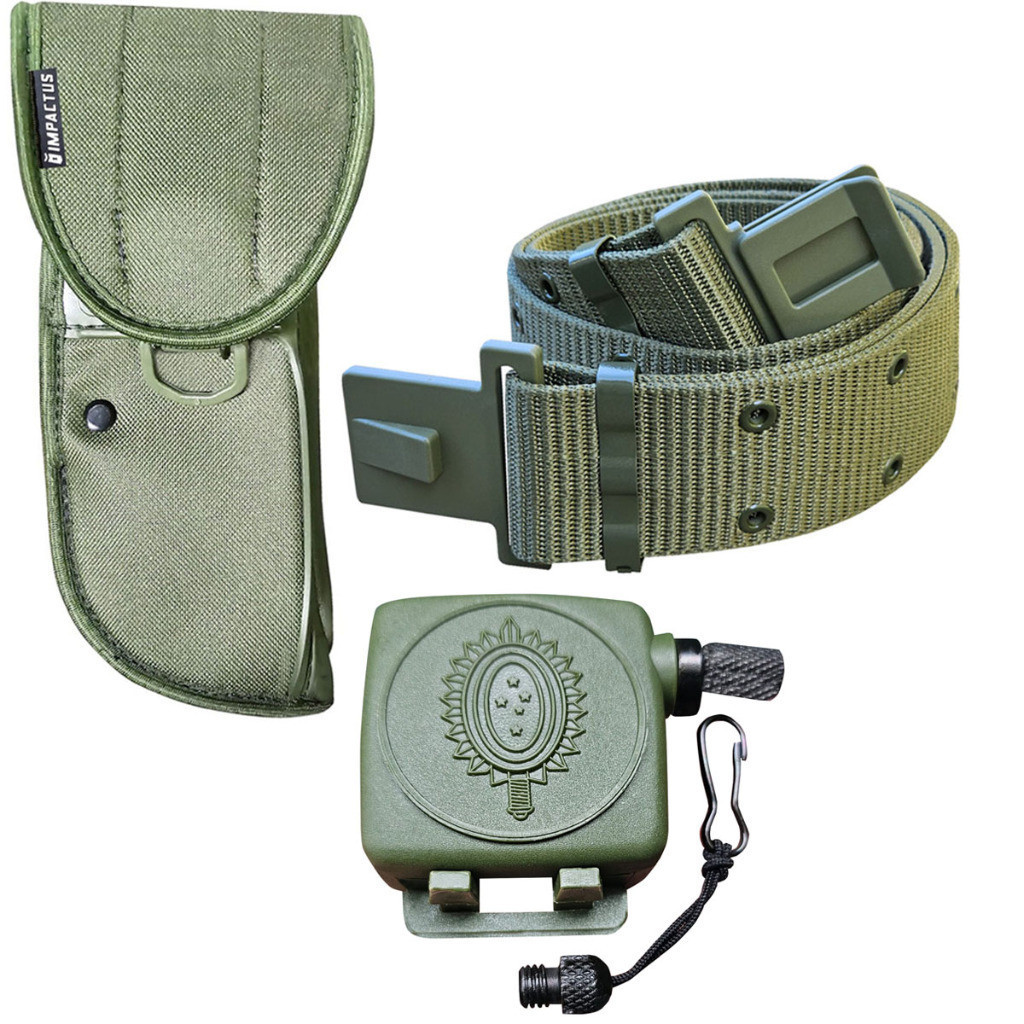 Coldre Ambidestro + Cinto Na Militar + Fiel Retratil EB Verde