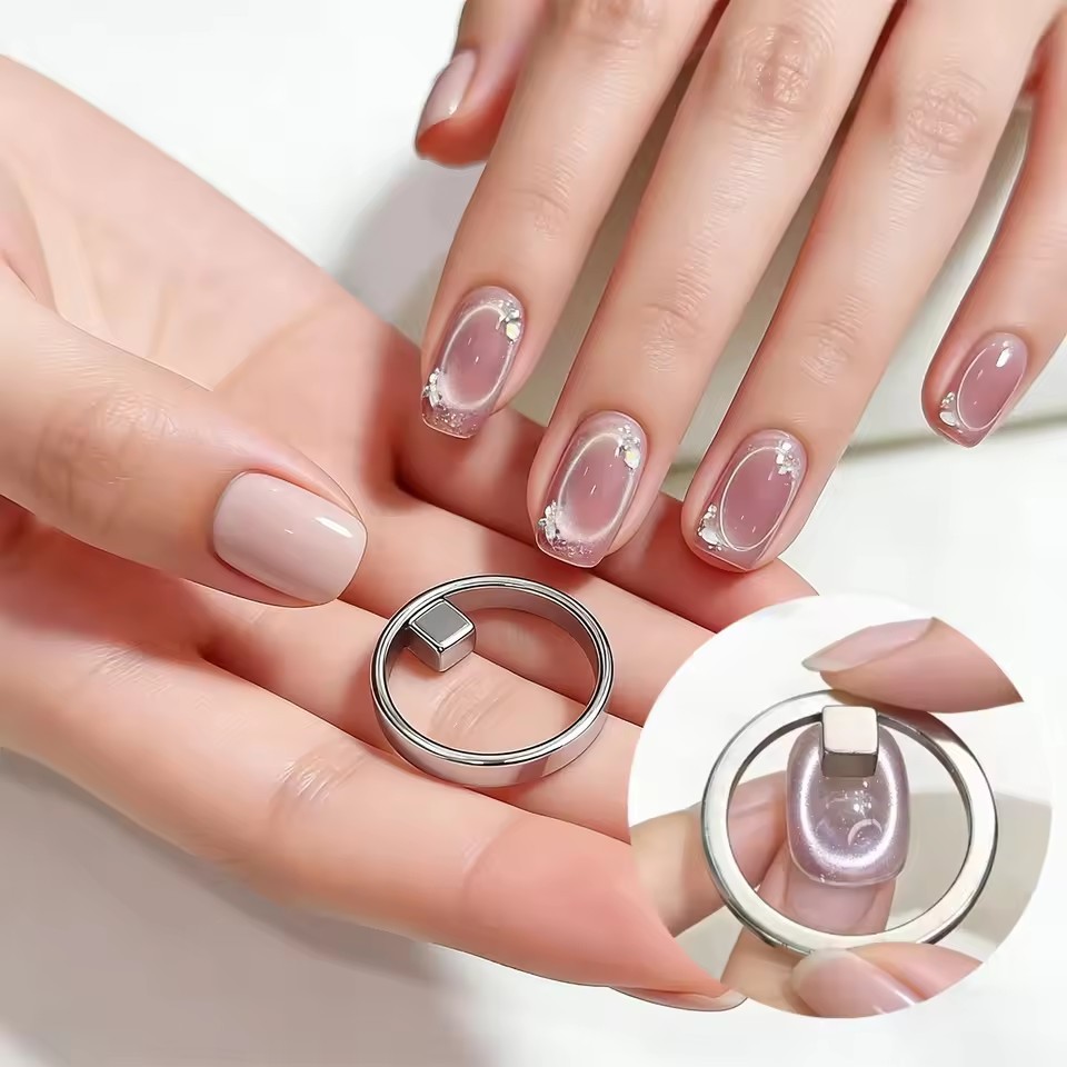 3s Ferramenta Magnética De Olho De Gato Oco Rápido Ímã De Anel De Aço Inoxidável Para Esmalte De Gel UV