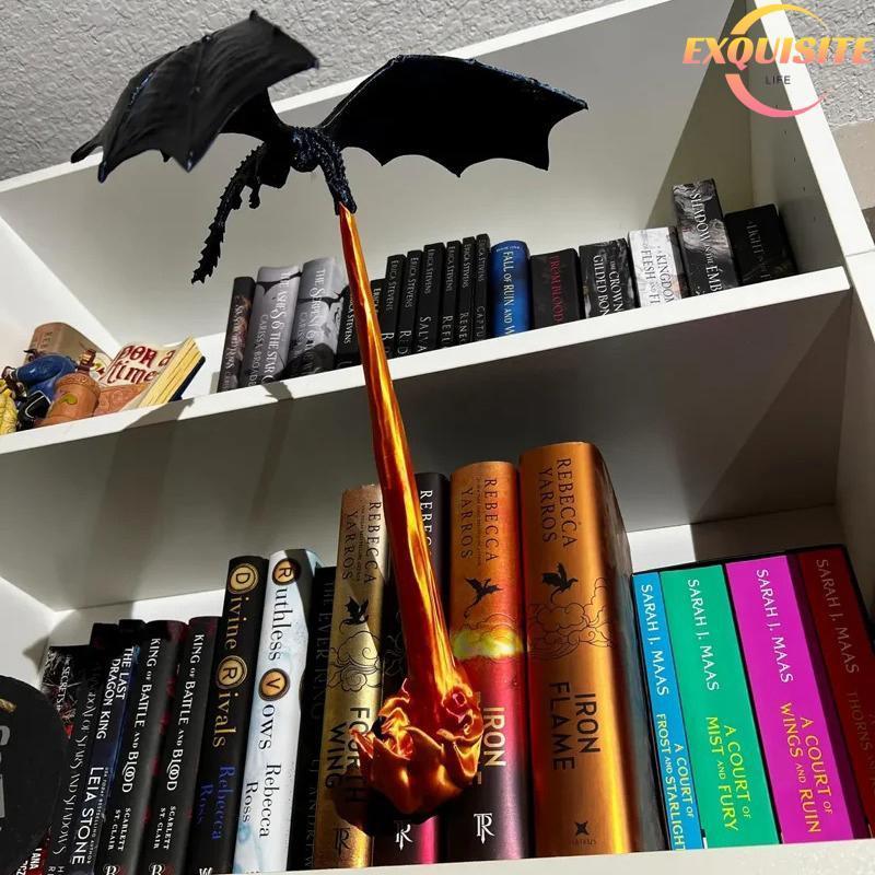 [EL-t] Dragão Chama Livro Nook Decoração Criativo Engraçado Fogo Estante Ornamento Presente De Aniversário De Halloween
