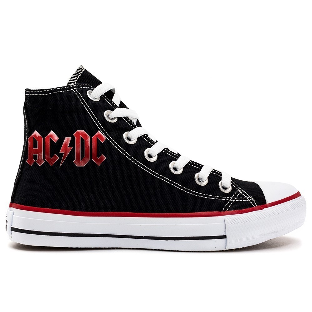 Tênis Botinha Classico ACDC Rock Cano Alto Thunderstruck Masculino Botinha Sola Arredondada