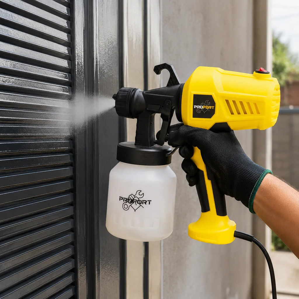 Pistola De Pintura Elétrica Profort PEP 450 450W 700ml HVLP Jato Ajustável Portas Portões Janelas