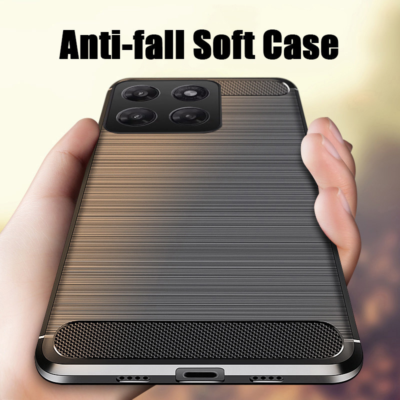 Capa De Telefone Moto G37 Power G47 Textura Escovada Kevlar Fibra De Carbono Dissipação De Calor Softcase Proteção Trase