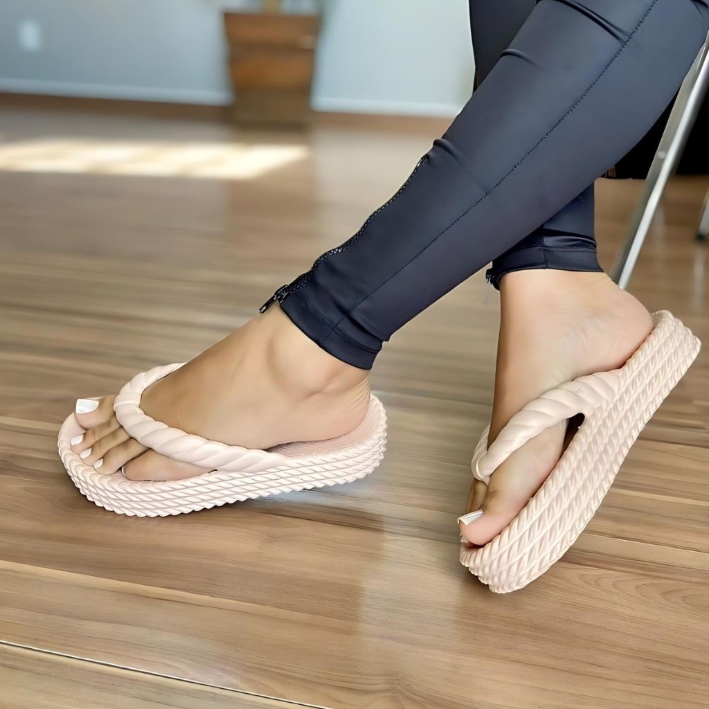 Chinelo Feminino Sandália Ortopédica Plataforma 3 Tiras Linha Confort Premium