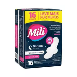 Absorvente Noturno Mili Suave Com Abas Leve 16 Pague 14