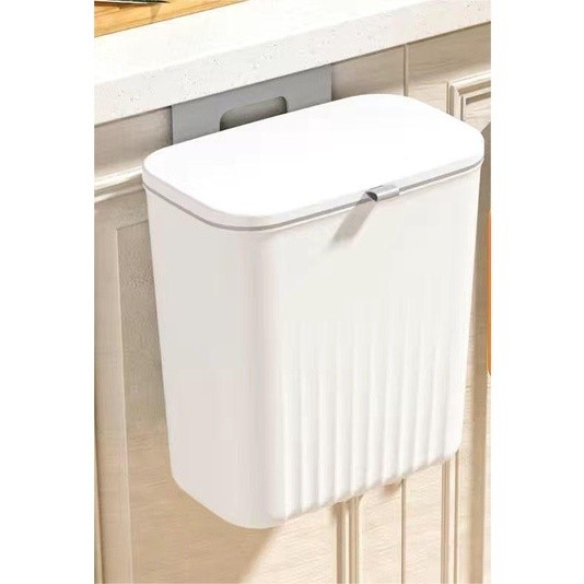 9 Litros Wall Mounted Lixeira Com Tampa Cozinha Lata De Lixo Porta Do Armário Pendurado Para