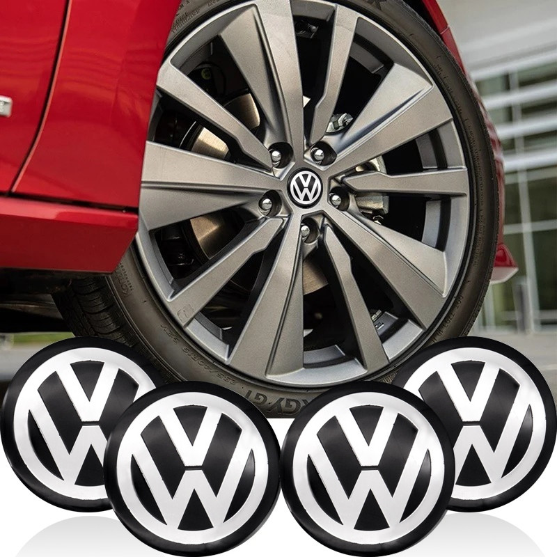 Conjunto de 4 peças de adesivos de emblema para calota de roda de 56mm para decoração de carro, adequado para VW Golf 4