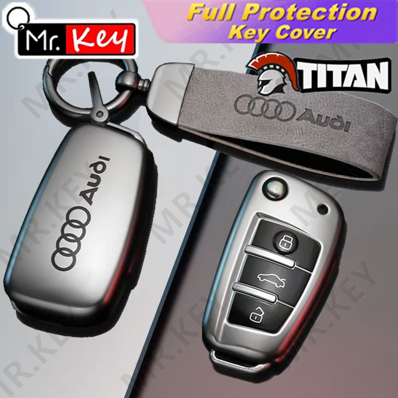 [Mr.Key] Capa Protetora de Chave de Carro em TPU Cinza Titânio para Audi A1 A3 A6 A6L Q2 Q3 Q7 TTS R8 S6 RS3 8412