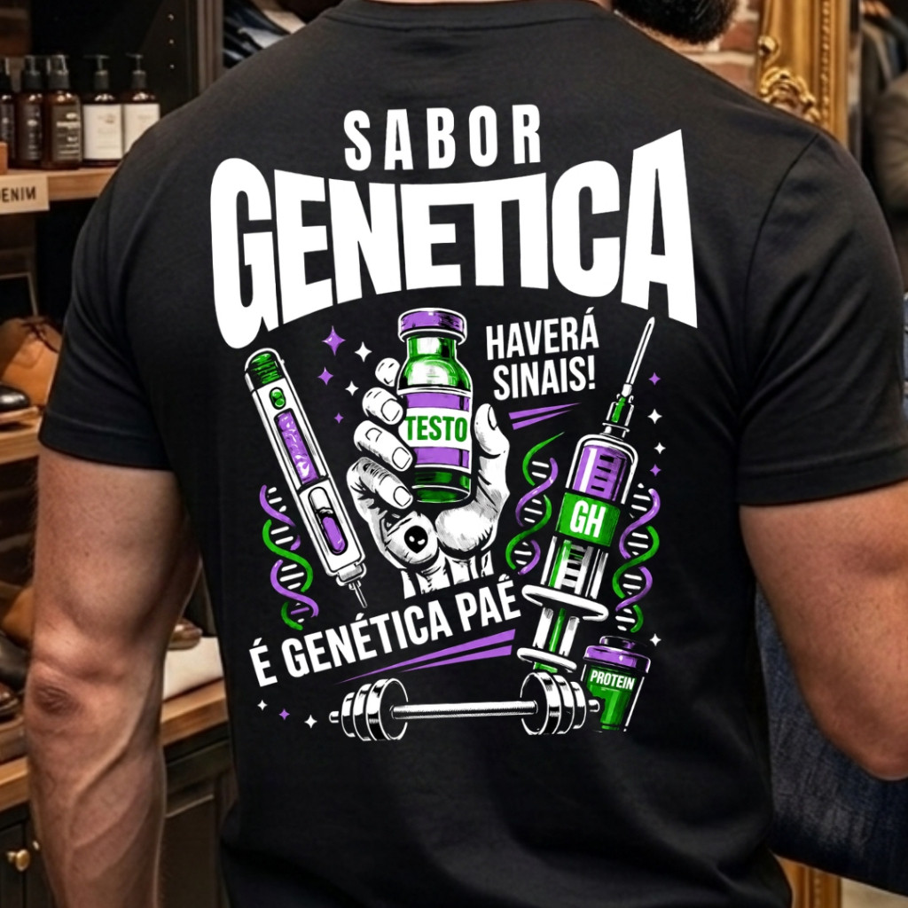 Camiseta SABOR GENÉTICA ESTAMPA ROXA camisa blusa treino pesado academia moda monstro treino força