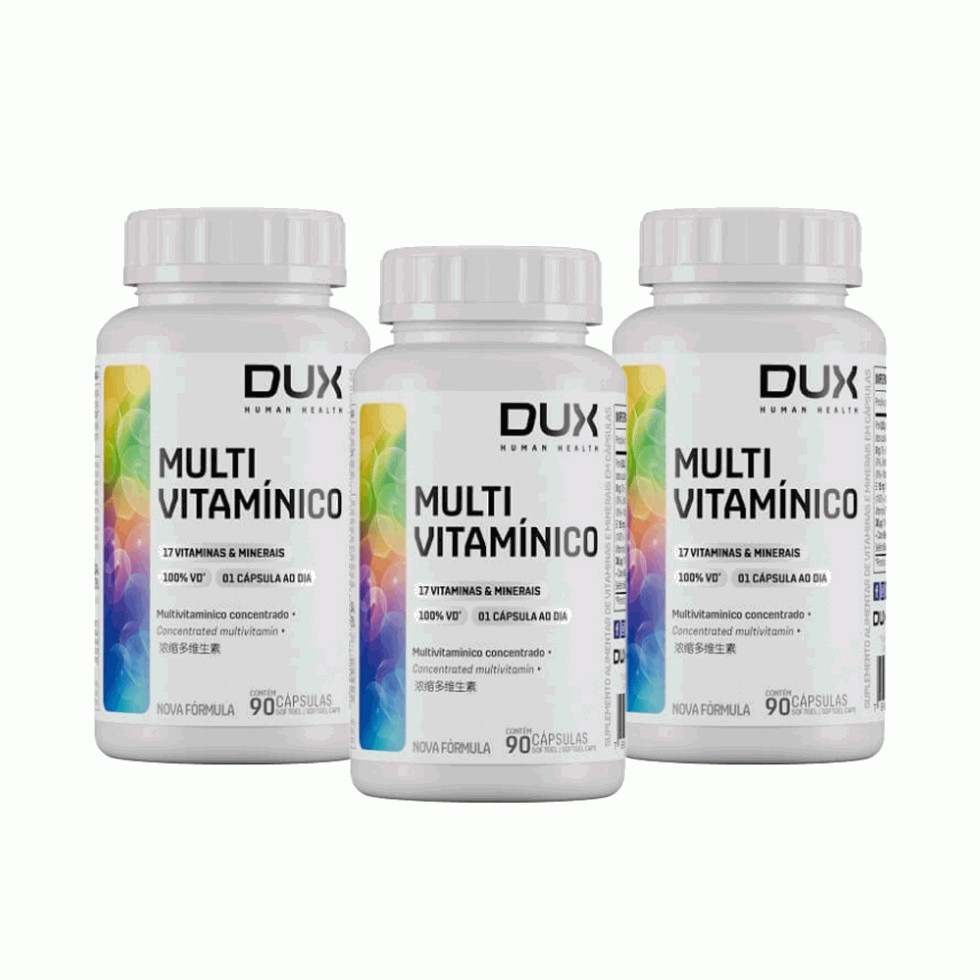 Kit 3x Multivitaminico 90 Cápsulas Vitaminas - Dux Nutrition Sabor Sem Sabor