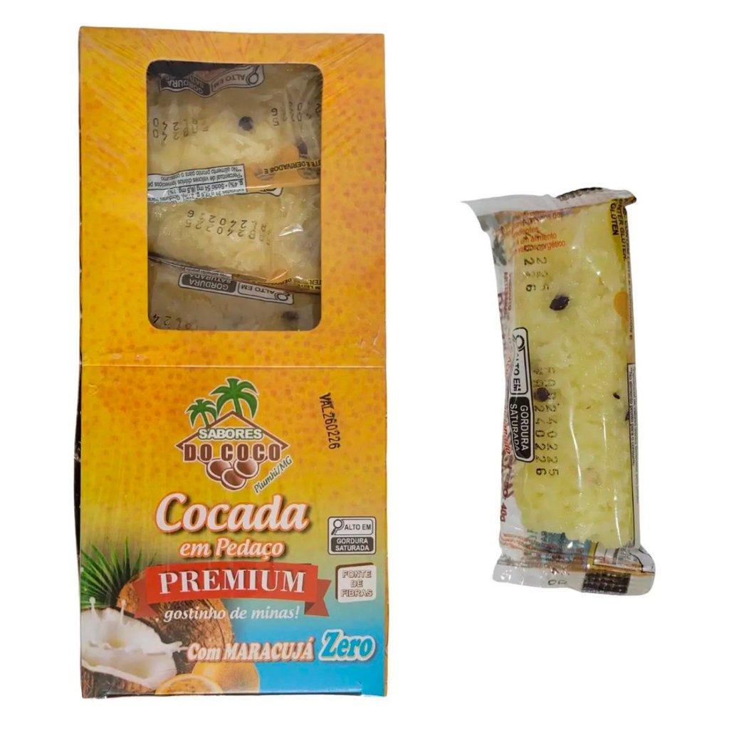 Cocada Maracujá Zero Açúcar - Sabores do Coco 600g com 15 unidades