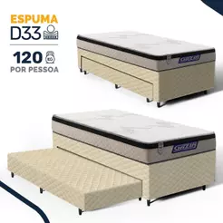 Cama Box com Colchão Gazin de Espuma D33 Pillow In Force MID + Auxiliar de Espuma Solteiro 88cm