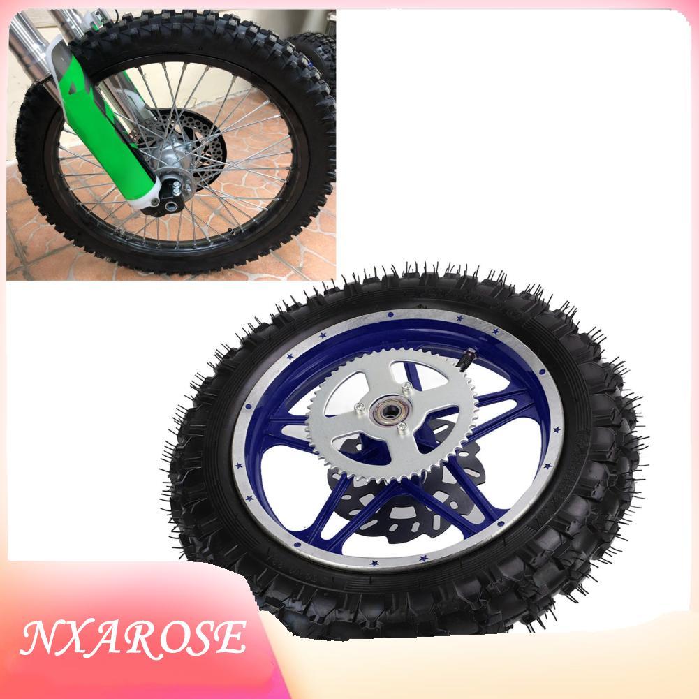 Nxarose Conjunto de roda traseira de bicicleta de sujeira liga de alumínio de 2,5-10 polegadas com rolamento de freio a