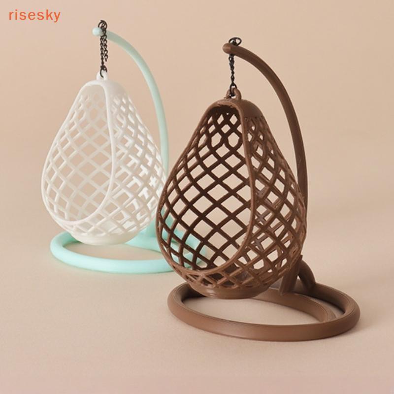 [risesky] Cadeira De Ovo Suspensa Em Miniatura Escala 1 12 Para Casa De Bonecas , Modelo De Balanço , Móveis , Acessório
