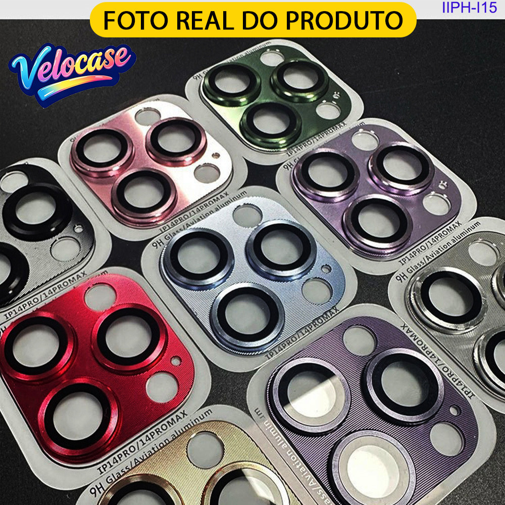 Protetor de Lente Moldura Metálica Anti-Impacto Para iPhone 16 15 14 13 12 11 Pro Plus Max Mini Cobertura Total M003