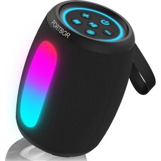 Caixa de Som Bluetooth para Casa, Caixa de Som Sem Fio Portátil com Som Estéreo Potente/8 Modos de Luzes LED, 36 Horas d