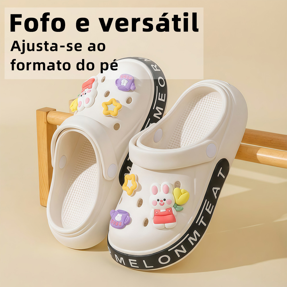 Sandália Babuche Infantil feminina EVA leve botons decorativos várias cores antiderrapante para rotinas escolares
