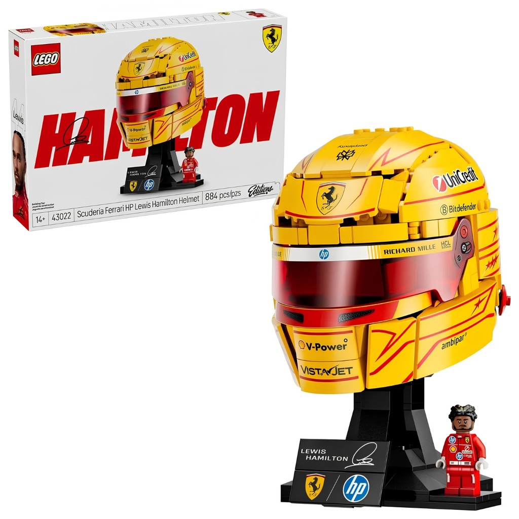 Capacete Scuderia Ferrari Hp Lewis Hamilton 14 Anos 43022 884 Peças Lego