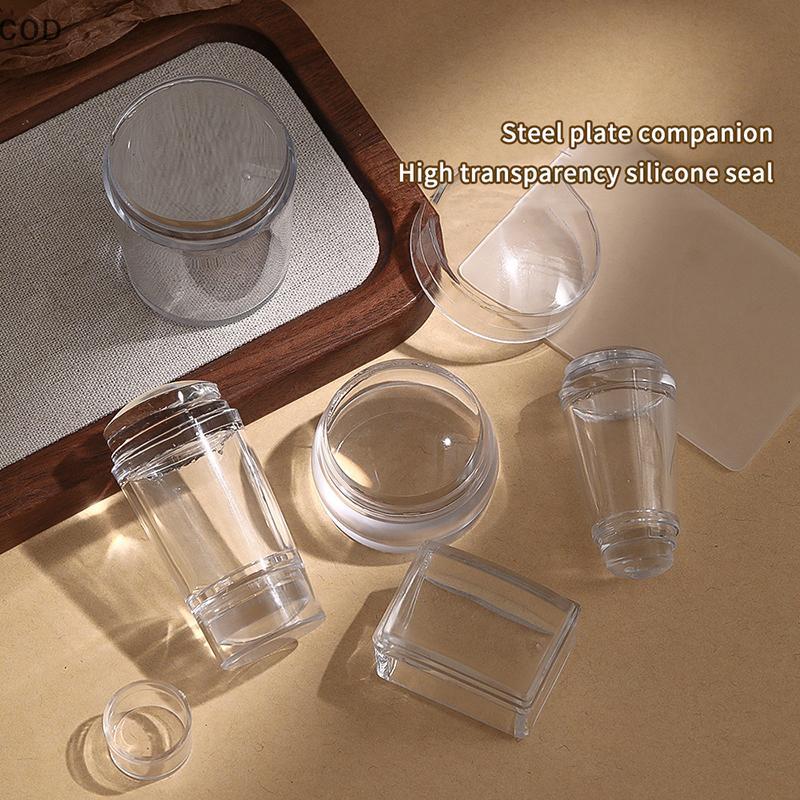 Kit De Carimbo De Arte De Unha Transparente De Silicone , 1 Conjunto De Placa Para Fácil Aplicação De Esmalte , Raspador