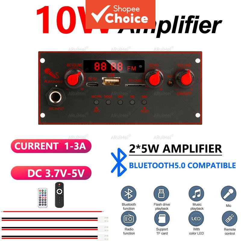 Placa Amplificadora Mini Bluetooth com Visor 10W Mono 3.7V-5V USB, Alimentação de 5V, Caixa de Metal, Cabo Elite X Max