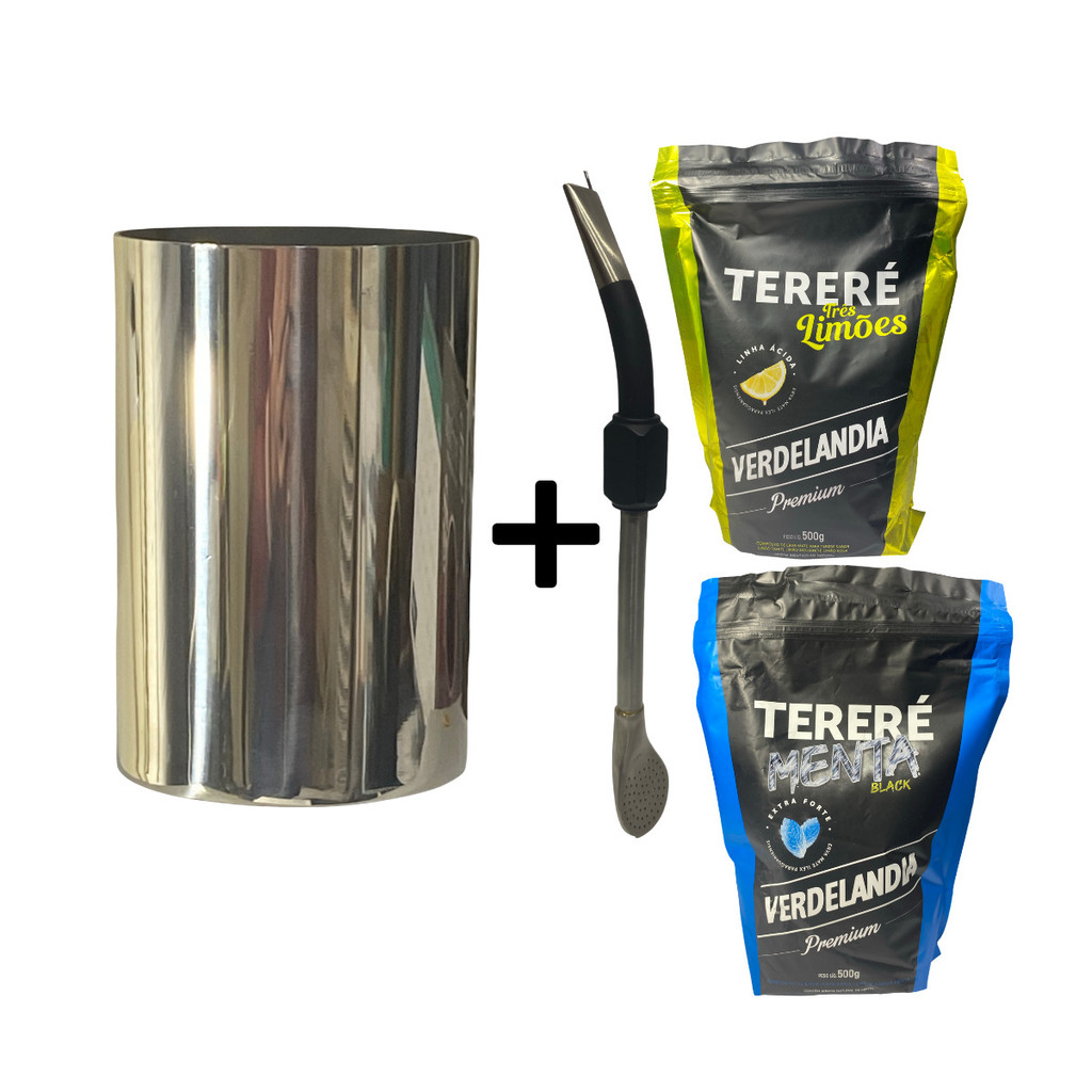 Kit Tereré Cuia Copo Bomba Inox Erva Tereré  Erva Menta Limão