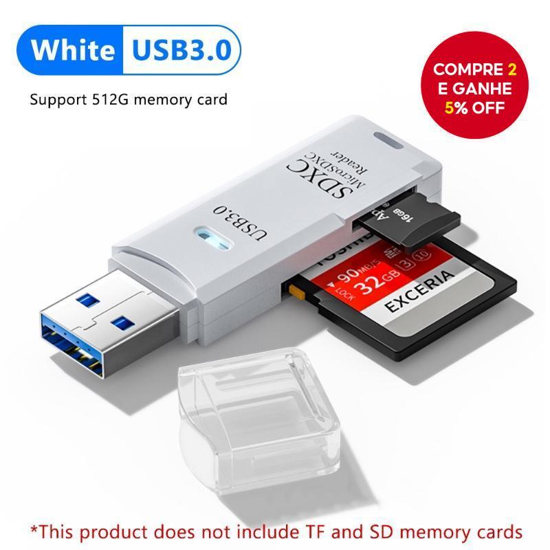 Novo Leitor de Cartão USB3.0 para TF/SD 2 em 1 Adaptador de Memória para Acessórios de PC e Laptop Leitor de Cartão