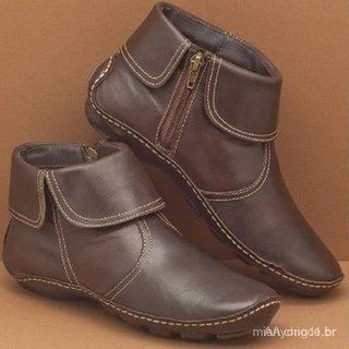 Novo Outono Botas Casuais Femininas Tornozelo Zíper Sapatos Planos Retro À Prova Dwaterproof Água Martin Senhoras Curtas