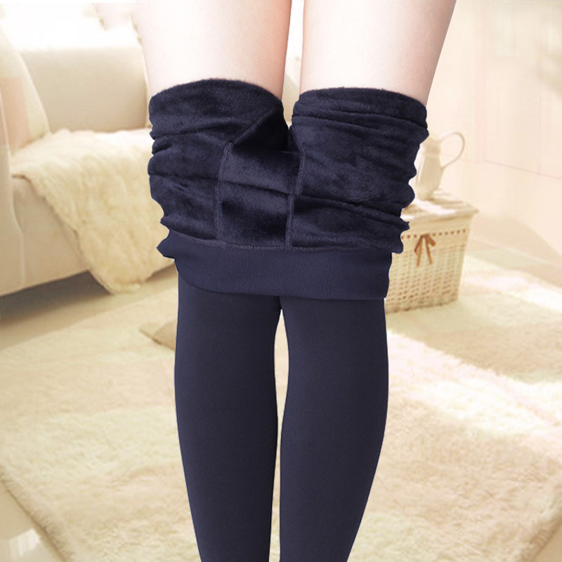 Forro de lã engrossado Leggings feminino interior exterior usar cintura alta calças térmicas macacão outono inverno esti