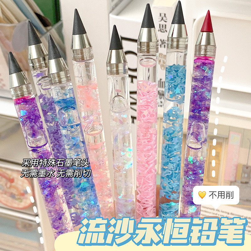 Ins estilo Glitter lápis bonito tecnologia preta sem tinta lápis eterno não pode escrever infinito não há necessidade de