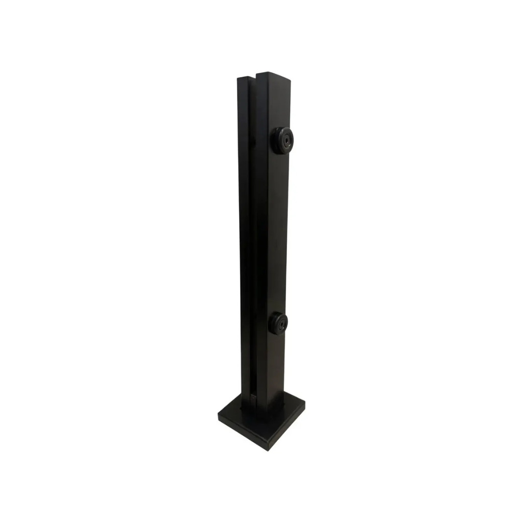 Coluna Torre Pinça Inox Preta 40cm 2 Furos Guarda Corpo