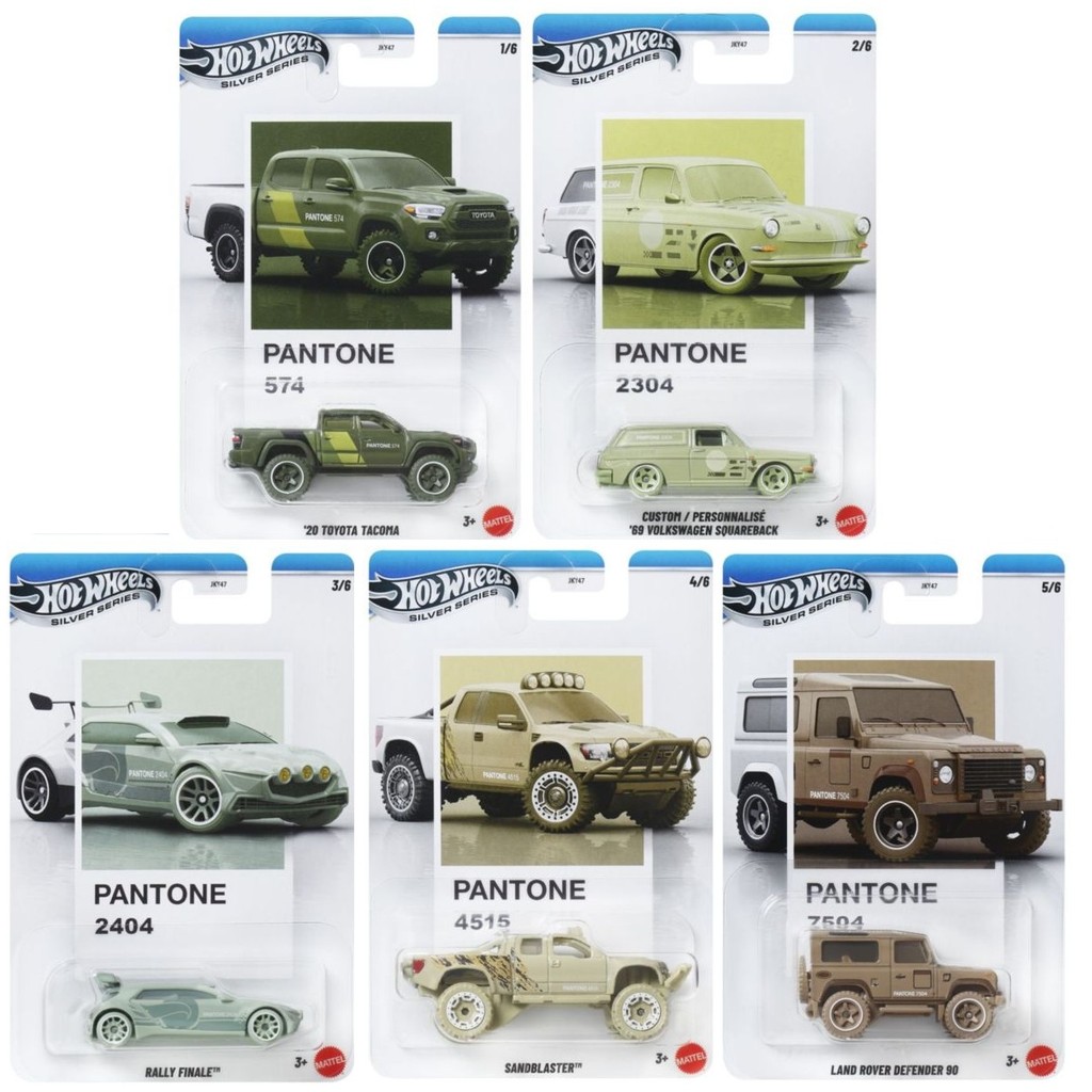 Coleção com 5 Miniaturas Pantone - 1/64 - Mix 2 - Hot Wheels Silver Series