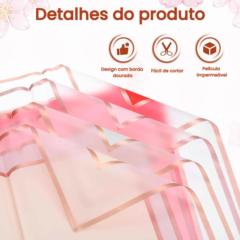 Kit 20 Decorado Border Line Dourado 57cm x 57cm Folhas Papel De Embrulhar Buque Embalagem Presente