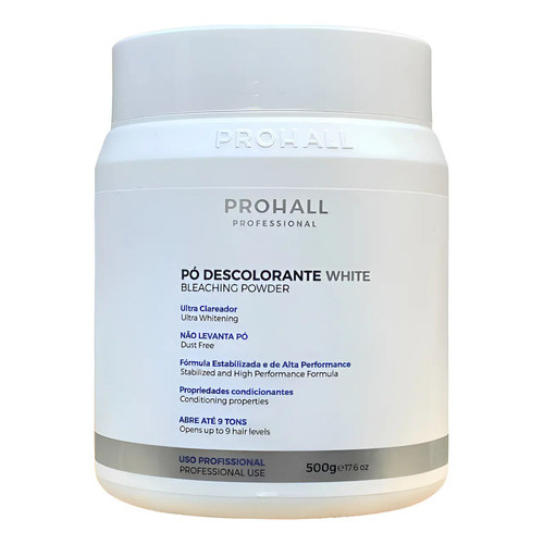 Prohall Pó Descolorante White  Até 9 Tons 500g Dust Free Clareia Até 9 Tons