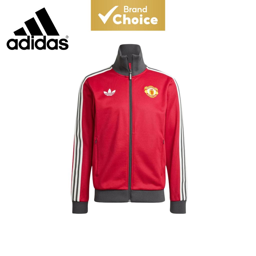 Adidas Originais MUFC MANCHESTER UNITED Série MANCHESTER UNITED estilo americano retrô, jaqueta masculina de mangas